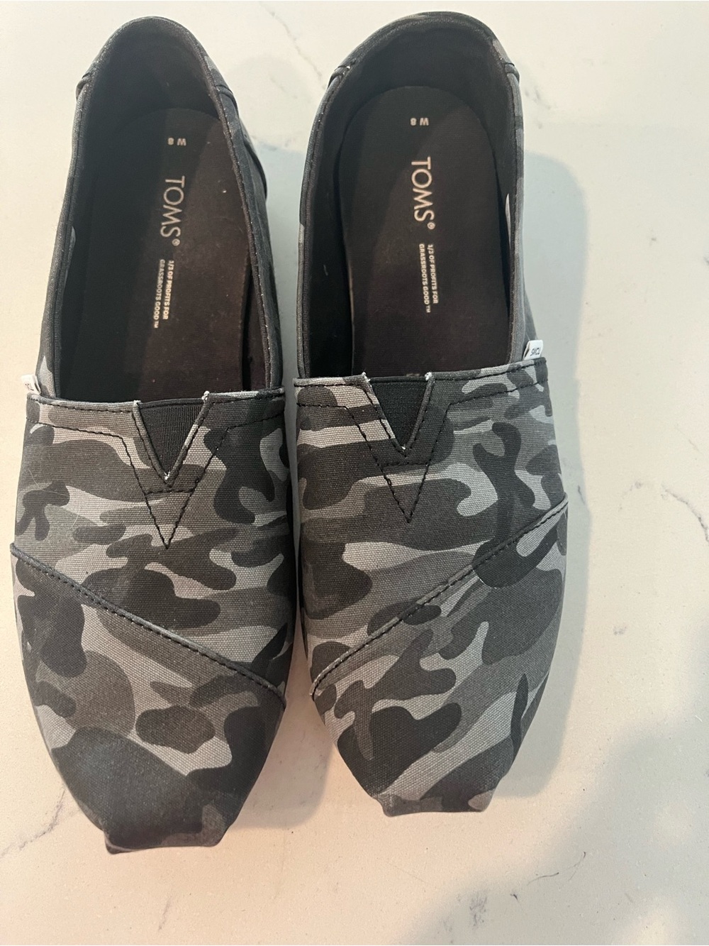 TOMS Women’s Gray Camouflage Slip-On Loafers